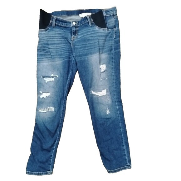 Liz Lange Denim - Liz Lange Maternity Womens M Jeans Pull On Distressed Blue Denim